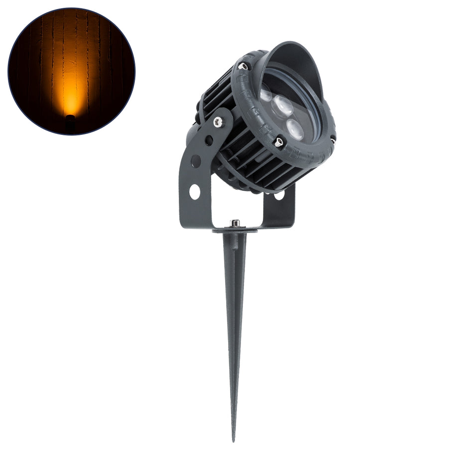 GLOBOSTAR® TREEVINA 90356 Φωτιστικό Σποτ με Αντιθαμβωτική Γρίλια για Φυτά - Δέντρα με Βάση Κήπου / Καρφωτό LED 6W 510lm 10° DC 24V Αδιάβροχο IP65 Ultra Θερμό Λευκό 2200K Dimmable - Bridgelux SMD Chip - Γκρι Ανθρακί - Μ13 x Π9.5 x Υ9.5cm - 3 Χρόνια Εγγύηση