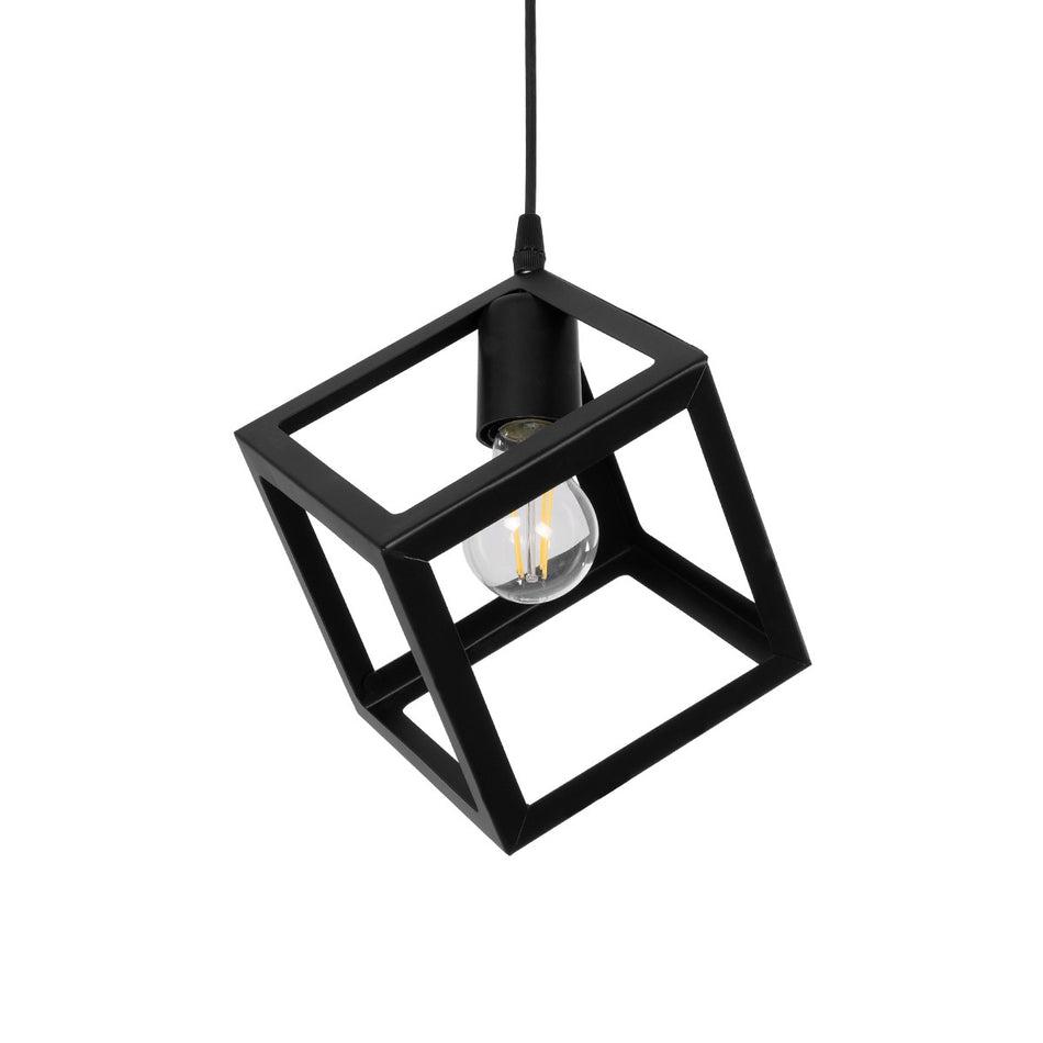 GLOBOSTAR® DISE 201-0049 Μοντέρνο Κρεμαστό Φωτιστικό Οροφής με Ντουί 1 x E27 AC 220-240V IP20 - Μαύρο - Μ28 x Π28 x Υ31cm