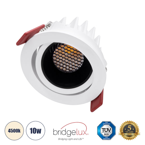 LEO-R 60282 Χωνευτό LED Spot Downlight TrimLess Φ8.5cm 10W 1300lm 38° AC 220-240V IP20 Anti-Glare HoneyComb - Φυσικό Λευκό 4500K - Bridgelux COB - 5 Years Warranty