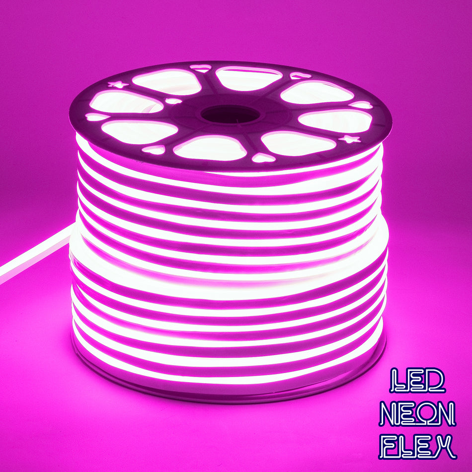 GLOBOSTAR® NEOVALE 70577 Ταινία Neon Flex LED 12W/m 600lm/m 120° DC 220-240V Αδιάβροχο IP65 120 x SMD2835 Chip/m Ροζ Dimmable - Sanan SMD Chip - Μ100 x Π0.8 x Υ1.6cm - 3 Χρόνια Εγγύηση