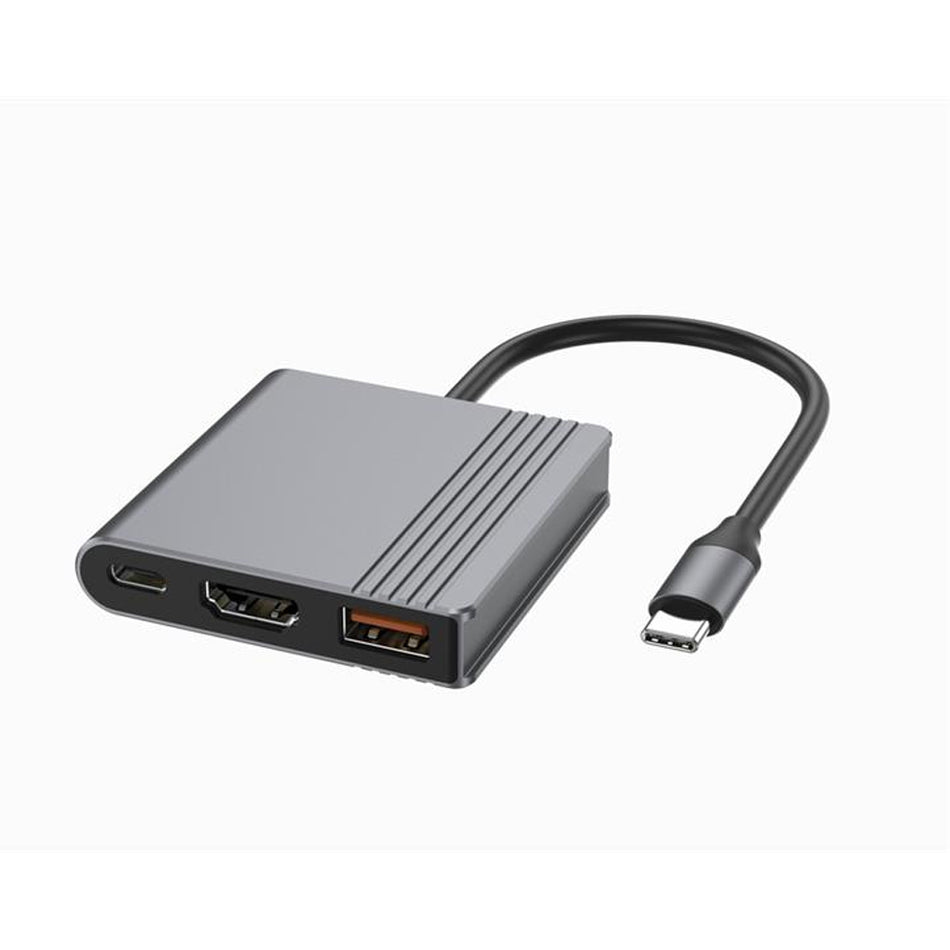 CABLEXPERT TYPE-C 3IN1 MULTI-PORT ADAPTER (USB PORT+HDMI+TYPE-C VIDEO) SPACE GREY