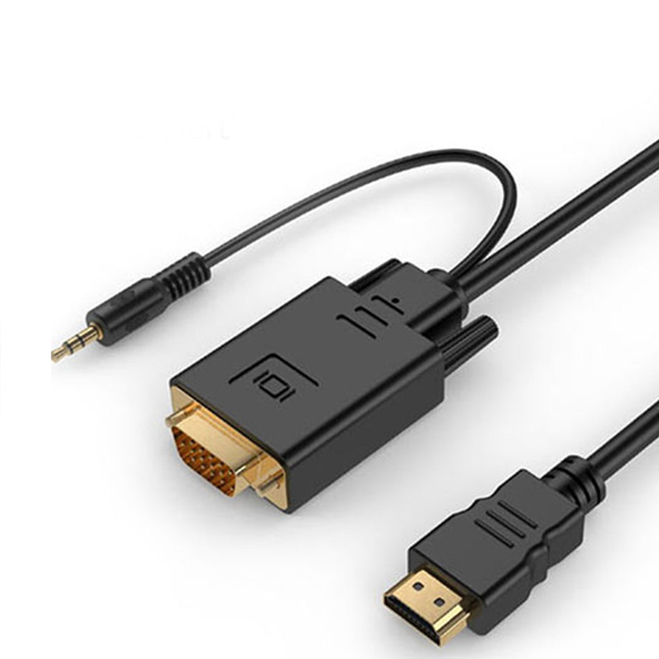 CABLEXPERT HDMI TO VGA AND AUDIO ADAPTER CABLE SINGLE PORT 1,8M BLACK