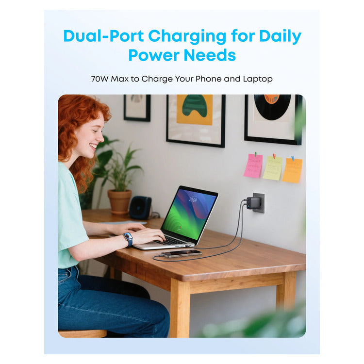 ANKER ZOLO CHARGER 70W, 4-PORT, PD 3.0 BLACK