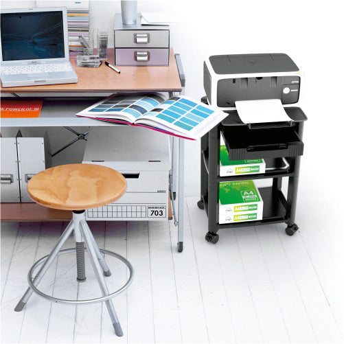 BRATECK ραφιέρα δαπέδου AMS-5L με ροδάκια, 3 ράφια, 50x33x63.5cm, έως 10kg, μαύρη