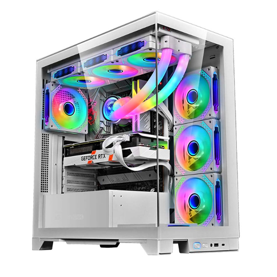 Armaggeddon E Atx Rgb Transparent Fish Tank Gaming Case Aquaron Xtreme White