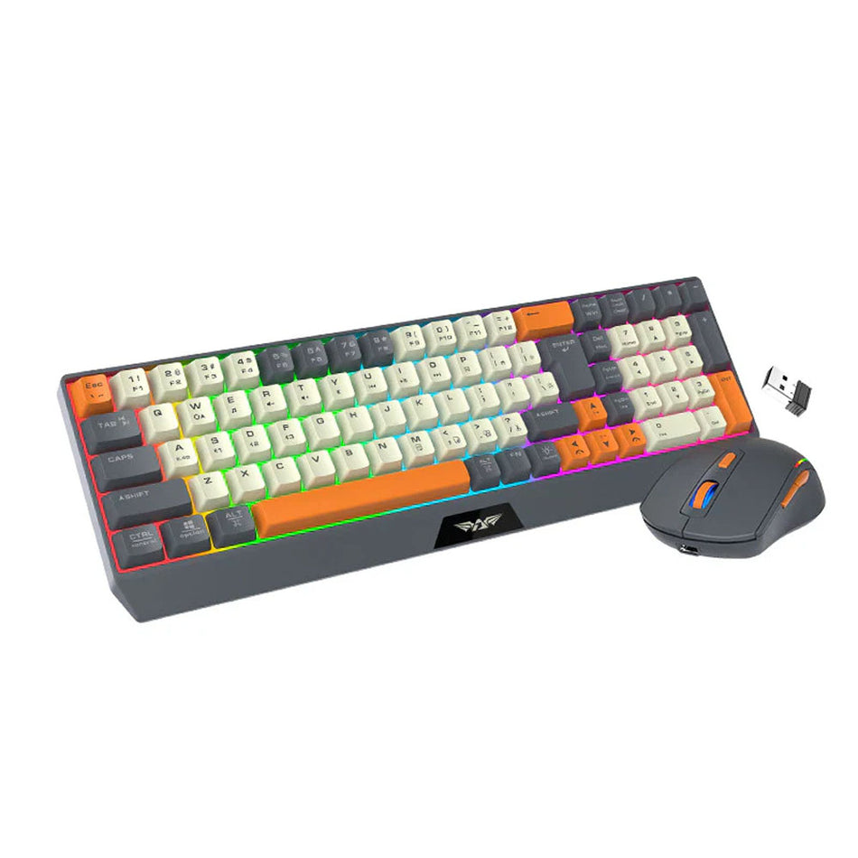 Armaggeddon Dual Mode Gaming Combo Keyboard And Mouse Mm 852 R Duo Stealth Grey Orange