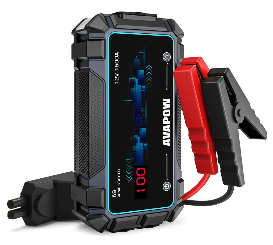 AVAPOW εκκινητής μπαταρίας αυτοκινήτου A9 με φακό, 12V/1500A, 8000mAh