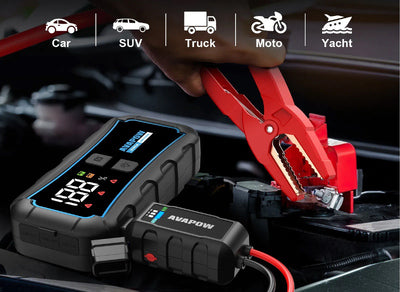 AVAPOW εκκινητής μπαταρίας αυτοκινήτου E5 Pro με φακό, 12V/2000A, 12000mAh