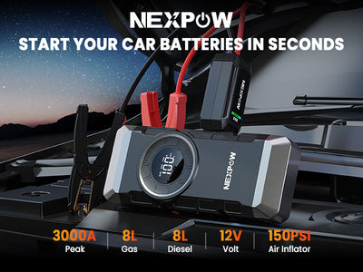 NEXPOW εκκινητής μπαταρίας & συμπιεστής αέρος NP2, 12V/3000A, 150PSI, 12000mAh