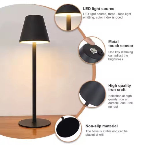 SE LED 35 AOKI BLACK TABLE BATTERY LAMP LED RECHARGEABLE 8,5x13cm 3W 1800mah 3000k CHARGING TIM