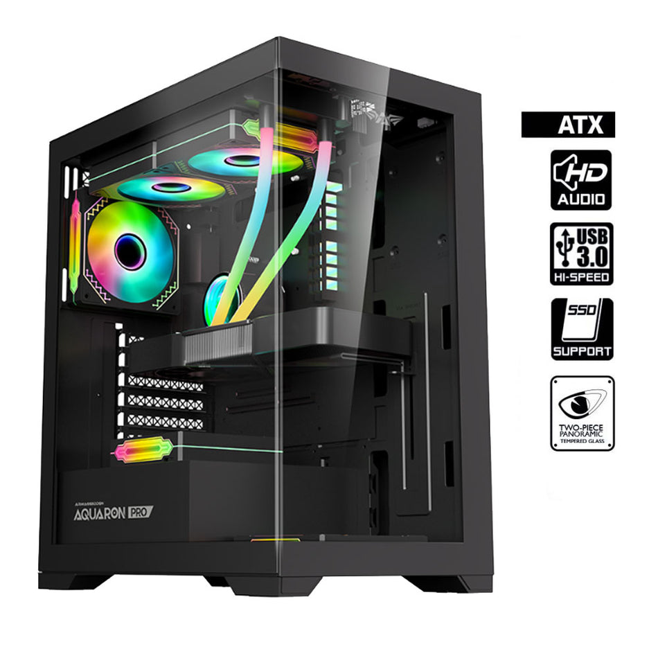 Armaggeddon Full Atx Transparent Fish Tank Gaming Case Aquaron Pro Black