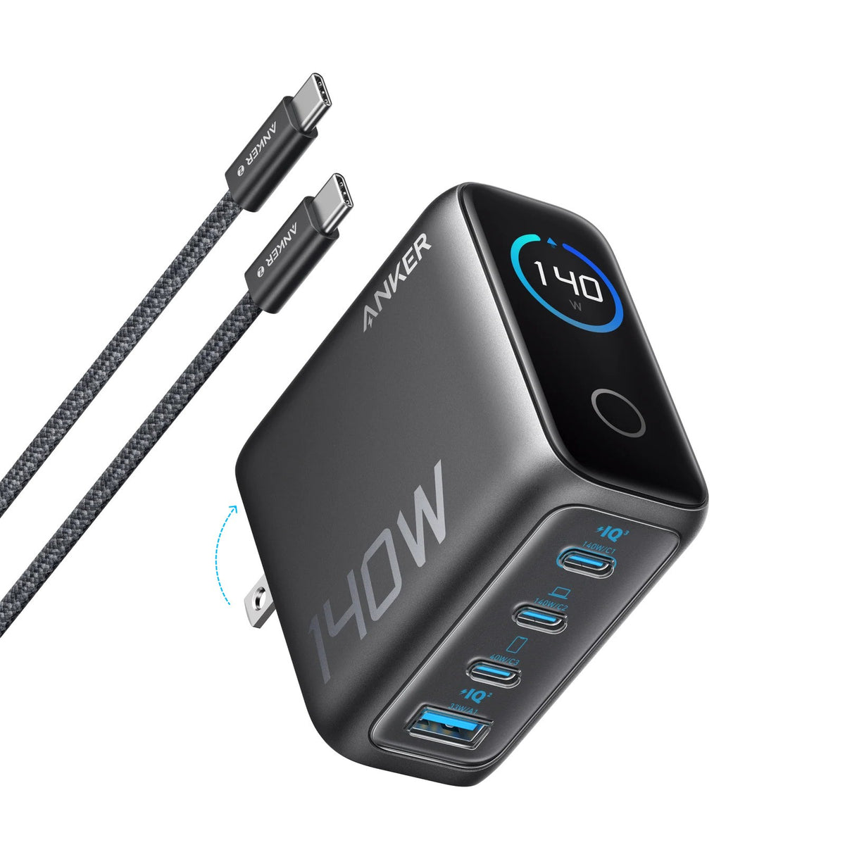 ANKER WALL CHARGER 140W 3X USB-C 1X USB-A GREY