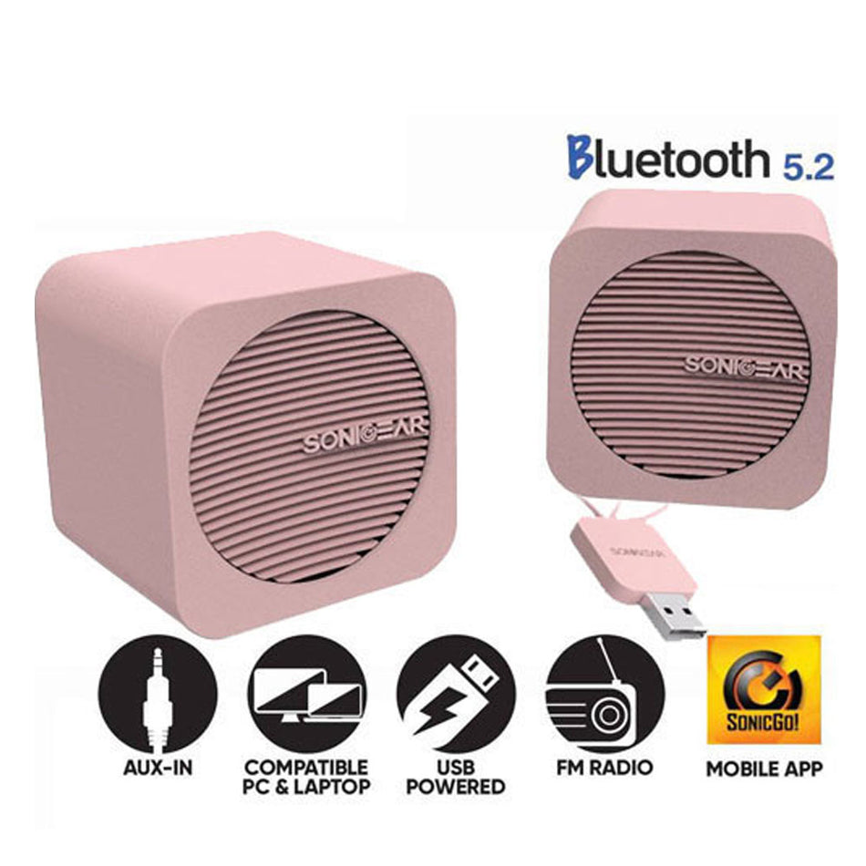 Sonic Gear Bluetooth 5,2 Speakers 2,0 Blue Cube Peach