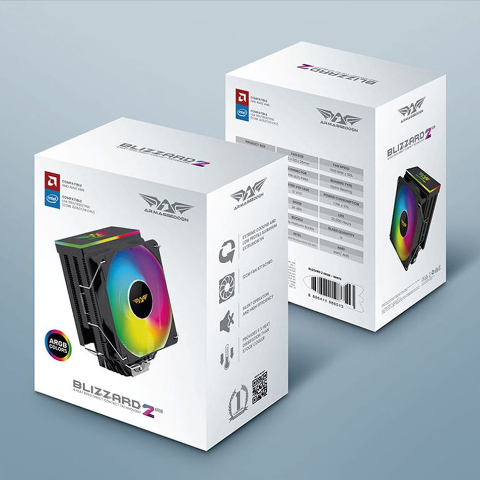 Armaggeddon Argb Silent 12 Cm Cpu Cooling Fan 4 Heat Pipes White