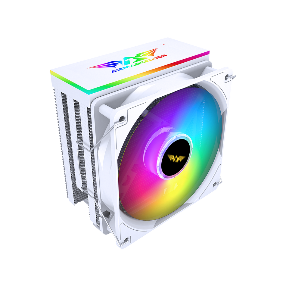 Armaggeddon Argb Silent 12 Cm Cpu Cooling Fan 6 Heat Pipes White
