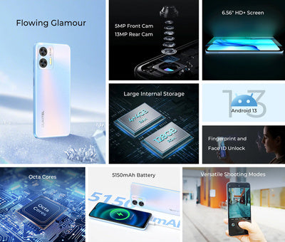 OUKITEL smartphone C36, 6.56", 4/128GB, 5150mAh, μαύρο