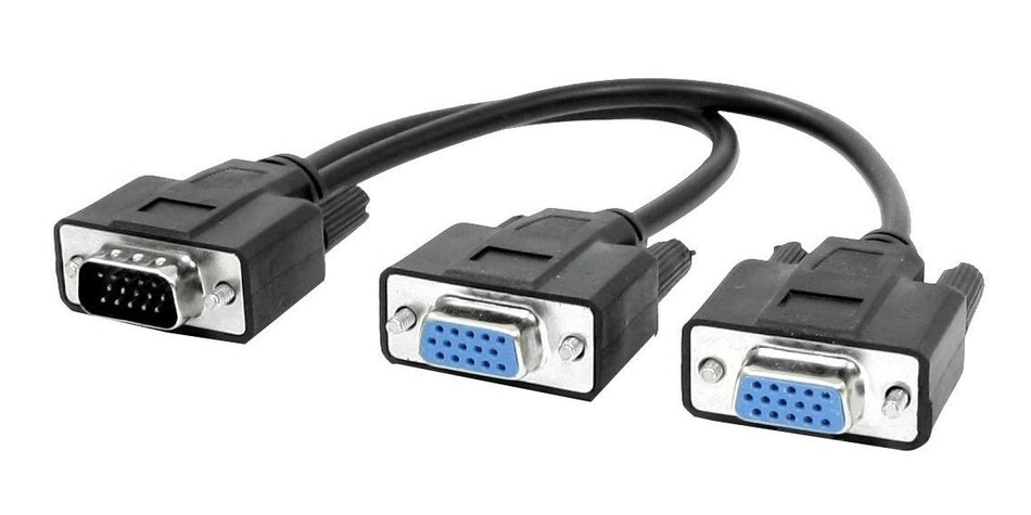 POWERTECH VGA splitter CAB-G014, 2 σε 1, HD, 0.2m, μαύρο