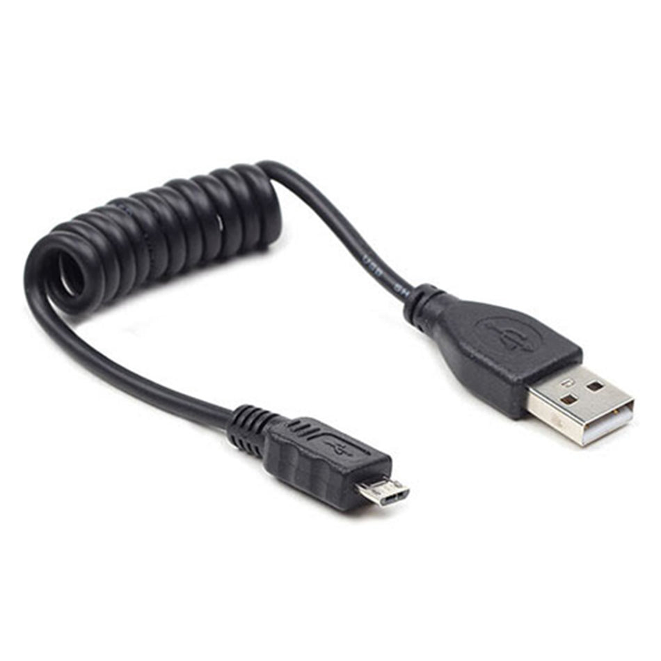 CABLEXPERT COILED MICRO USB CABLE 0.6m BLACK