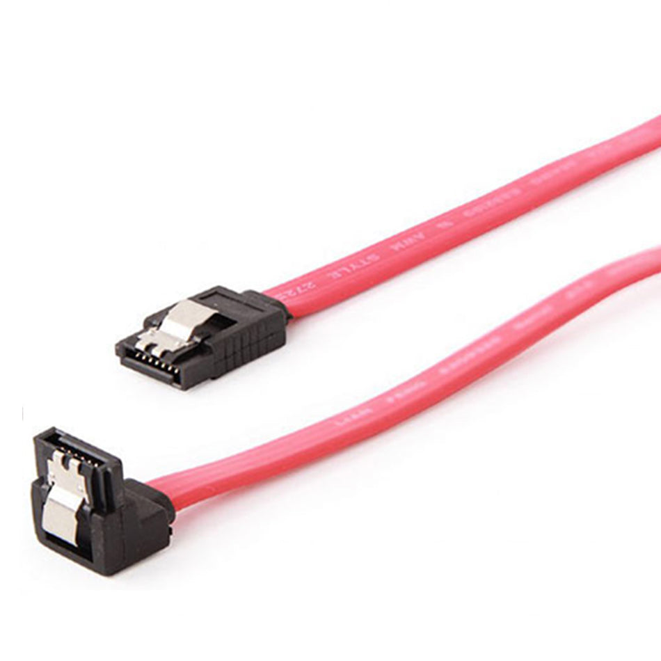 Cablexpert Serial Ata Iii 50 Cm Data Cable With 90 Degree Bent Connector Metal Clips Bulk