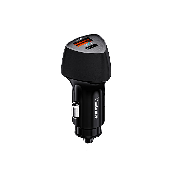 Veger CC50-1A1C Φορτιστής Αυτοκινήτου Fast Charge με Δυο Θύρες Υποδοχής 38W - BLACK