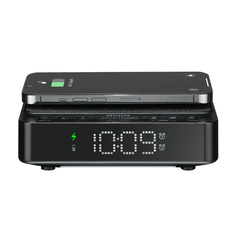Aiwa Alarm Clock Radio With Wireless Charging 5 W Black