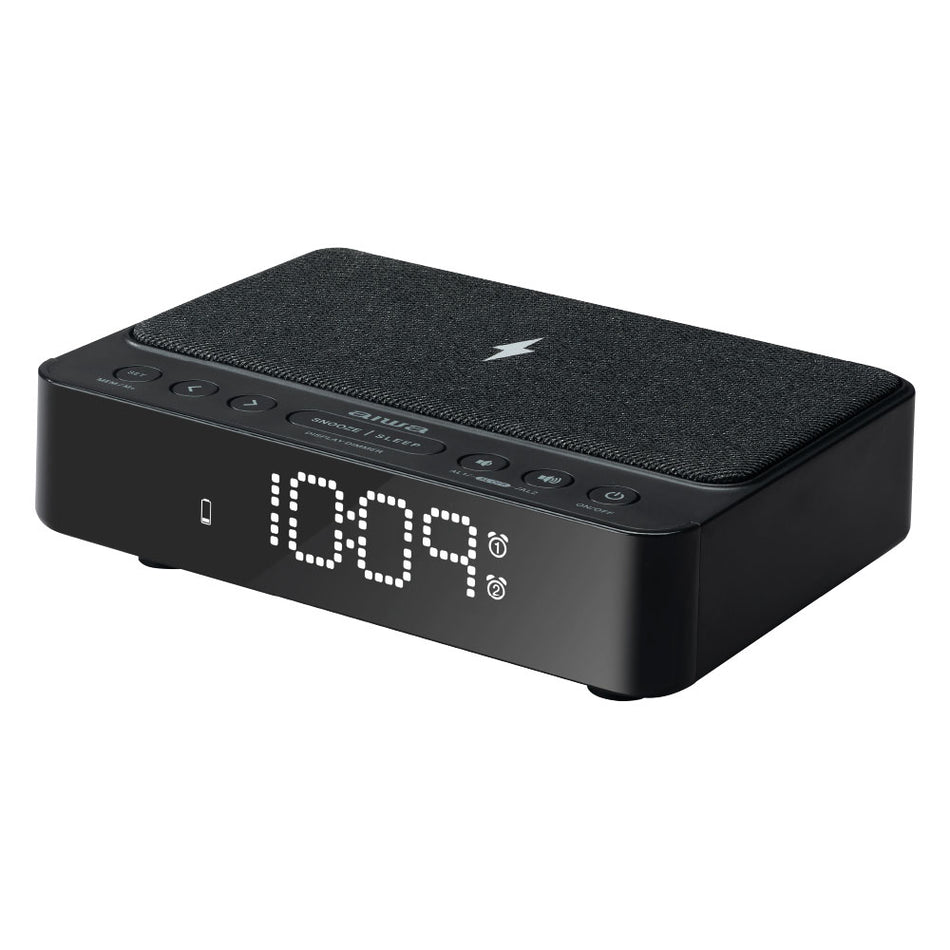 Aiwa Alarm Clock Radio With Wireless Charging 5 W Black