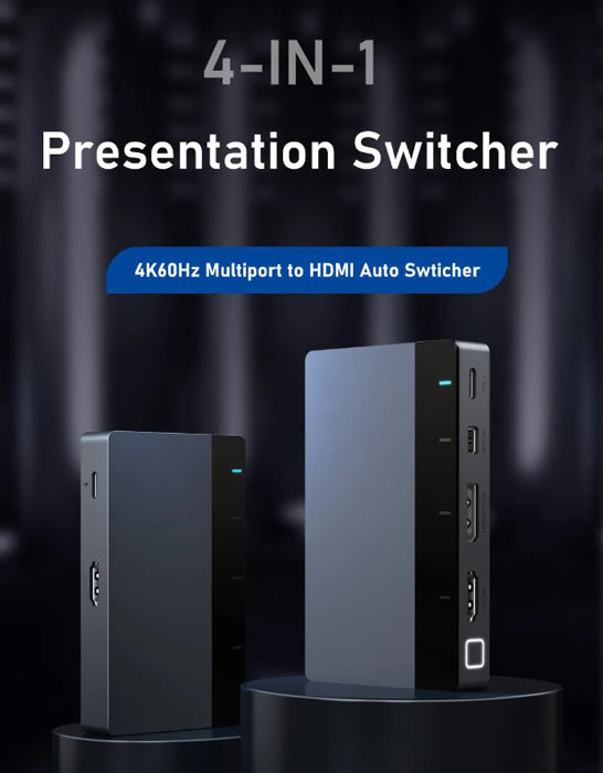 CABLETIME multi-port switch CT-PS41-GB1 σε HDMI, 4 σε 1, 4K/60Hz, γκρι