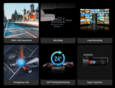 DDPAI smart κάμερα αυτοκινήτου MINI Pro, 1296p, WiFi
