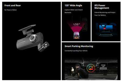 DDPAI smart σετ καμερών αυτοκινήτου N1 Dual, 1296p/1080p, WiFi