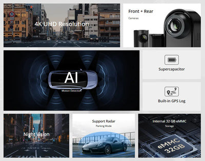 DDPAI smart σετ καμερών αυτοκινήτου N5 Dual, 4K/1080p, WiFi/Bluetooth, GPS