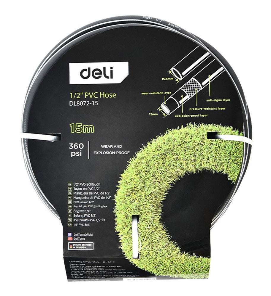 DELI λάστιχο ποτίσματος DL8072-15, 360psi, 1/2", 15m