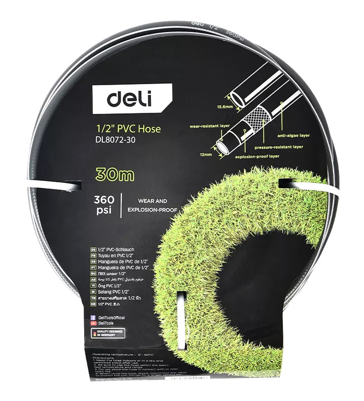 DELI λάστιχο ποτίσματος DL8072-30, 360psi, 1/2", 30m
