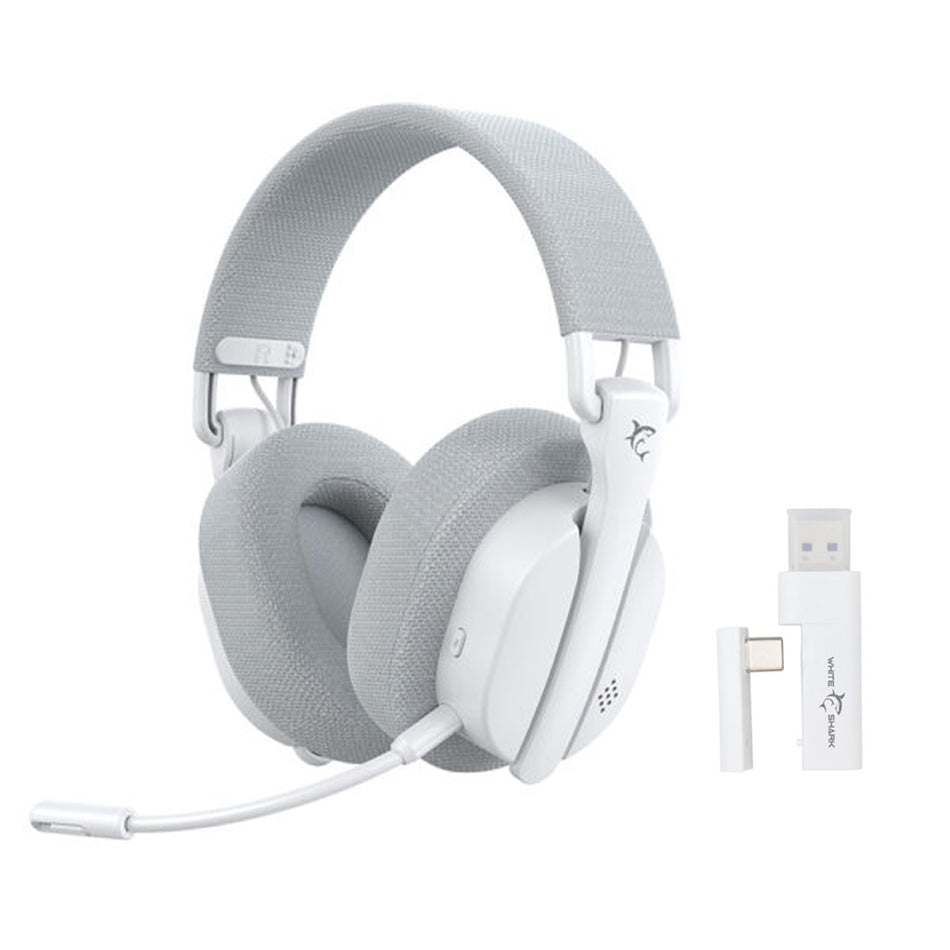White Shark 3 In 1 Wireless Foldable Gaming Headphones Wgh 2444 Firecrest White