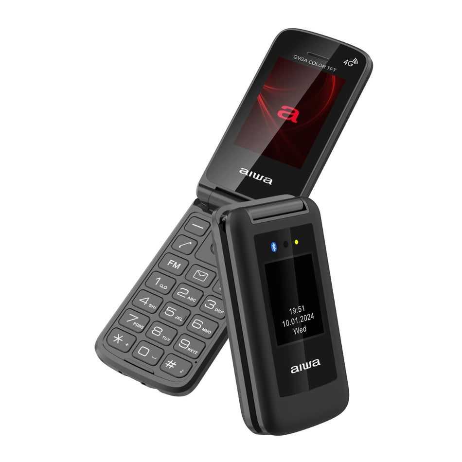 AIWA SLIM BT CLAMSHELL 2G FLIP-STYLE DUAL SIM PHONE BLACK
