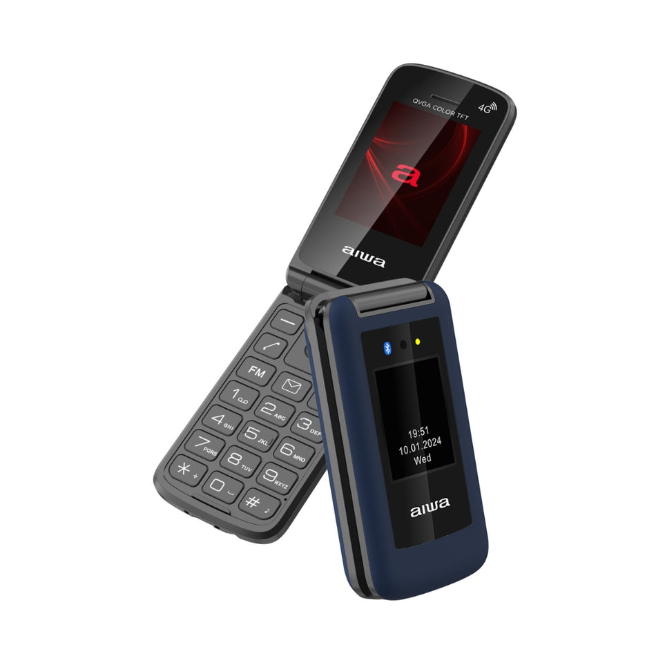 AIWA SLIM BT CLAMSHELL 4G FLIP-STYLE DUAL SIM PHONE BLUE