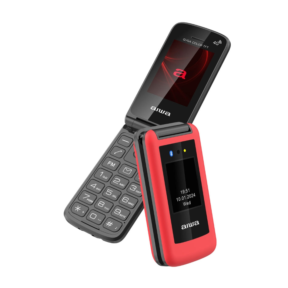 AIWA SLIM BT CLAMSHELL 4G FLIP-STYLE DUAL SIM PHONE RED