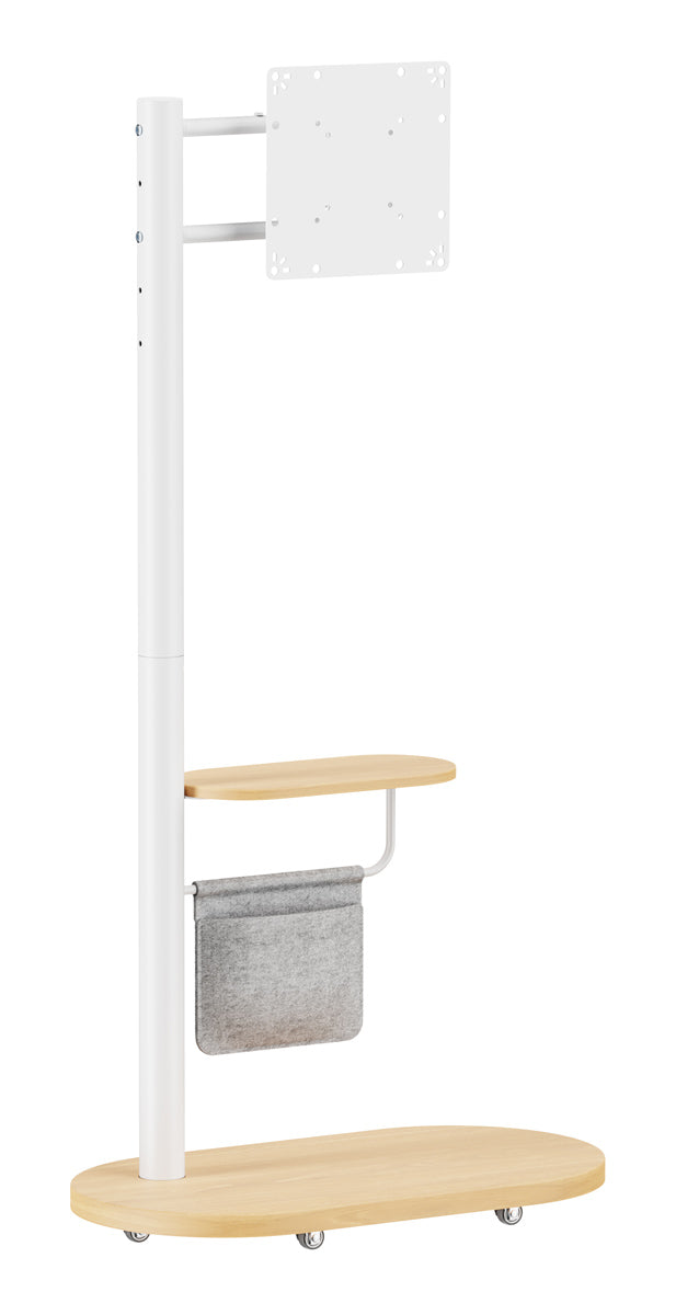 BRATECK βάση δαπέδου FS54-22T-02W για τηλεόραση 17-43" έως 15kg, με ράφι & ροδάκια