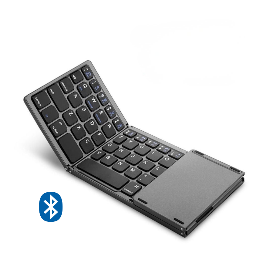 Πτυσσόμενο Ασύρματο Mini Πληκτρολόγιο Bluetooth Με Touchpad Για Tablet, Smartphone, TV, Laptop Γκρι