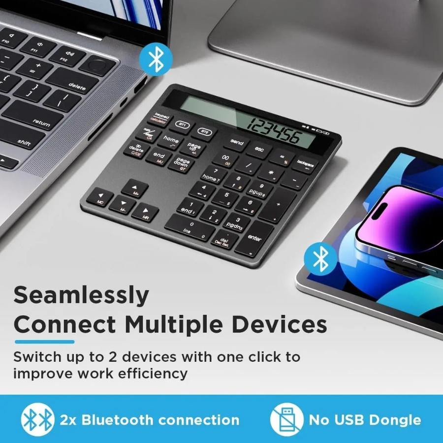 Ασύρματο Αριθμητικό Πληκτρολόγιο K1005 Bluetooth Με Κουμπιουτεράκι Για Tablet Laptop PC Smartphone