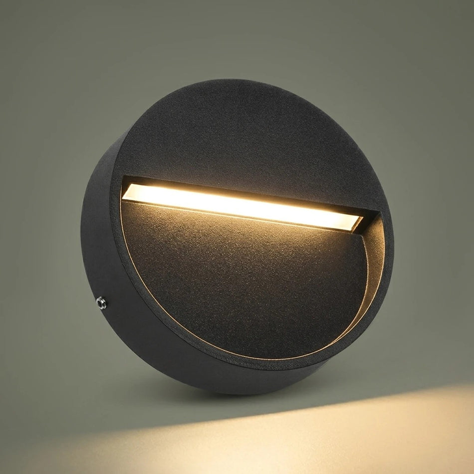 STEPINI GLB-103-0034 Φωτιστικό Σκαλοπατιού / Διαδρόμου LED 3W 270lm 45°  Αδιάβροχο IP65 Θερμό Λευκό 2700K - Sanan SMD Chip - Μαύρο Ματ - Μ12 x Π3 x Υ12cm - 3 Χρόνια Εγγύηση
