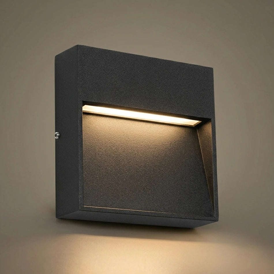 STEPINI GLB-103-0035 Φωτιστικό Σκαλοπατιού / Διαδρόμου LED 3W 270lm 45°  Αδιάβροχο IP65 Θερμό Λευκό 2700K - Sanan SMD Chip - Μαύρο Ματ - Μ11.5 x Π3 x Υ11.5cm - 3 Χρόνια Εγγύηση