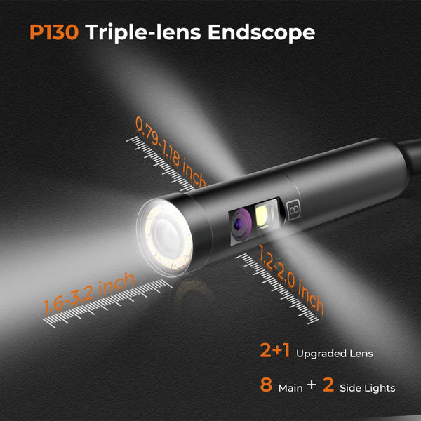 Cameră endoscopică Concept K&F P130 1080P, Cablu de 2 m, 3 lentile și iluminare cu LED, IP67 impermeabil