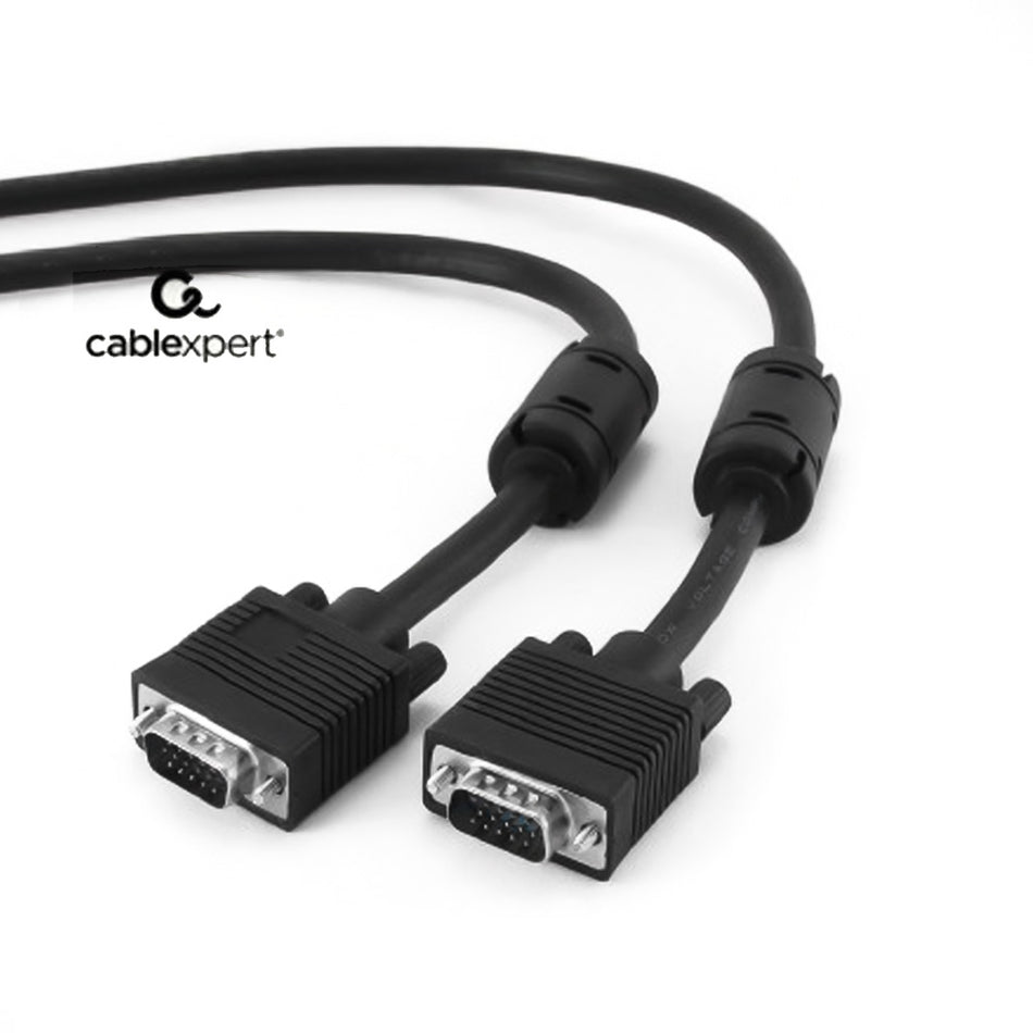 CABLEXPERT PREMIUM VGA HD15M/HD15M DUAL SHIELDED W/2*FERRITE CORE 15M CABLE BLACK