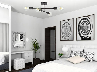 POWERTECH φωτιστικό οροφής HLL-0149, 4x E27, μεταλλικό, μαύρο