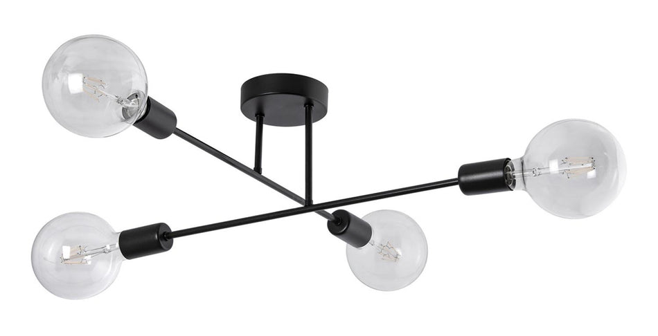 POWERTECH φωτιστικό οροφής HLL-0149, 4x E27, μεταλλικό, μαύρο