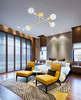 POWERTECH φωτιστικό οροφής HLL-0150, 4x E27, μεταλλικό, χρυσό