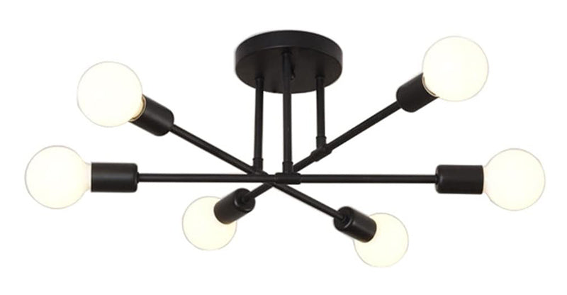 POWERTECH φωτιστικό οροφής HLL-0151, 6x E27, μεταλλικό, μαύρο