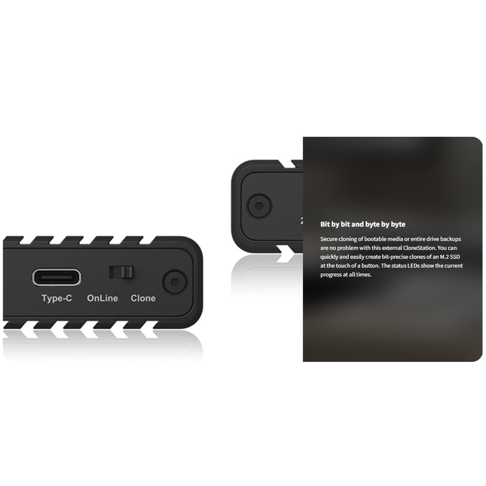 Icy Box Dual Nv Me Ssd Enclosure With Clone Function And Usb To Type C Cable Black