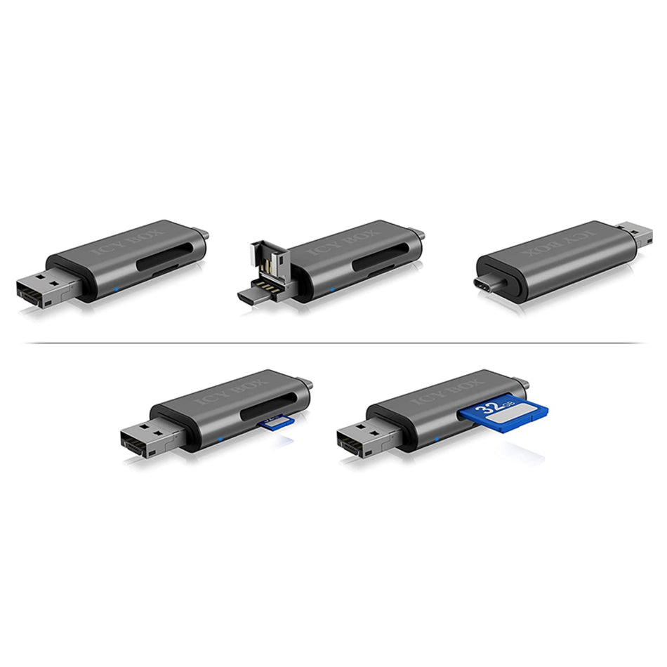 Icy Box Otg 2 Port Card Reader Anthracite