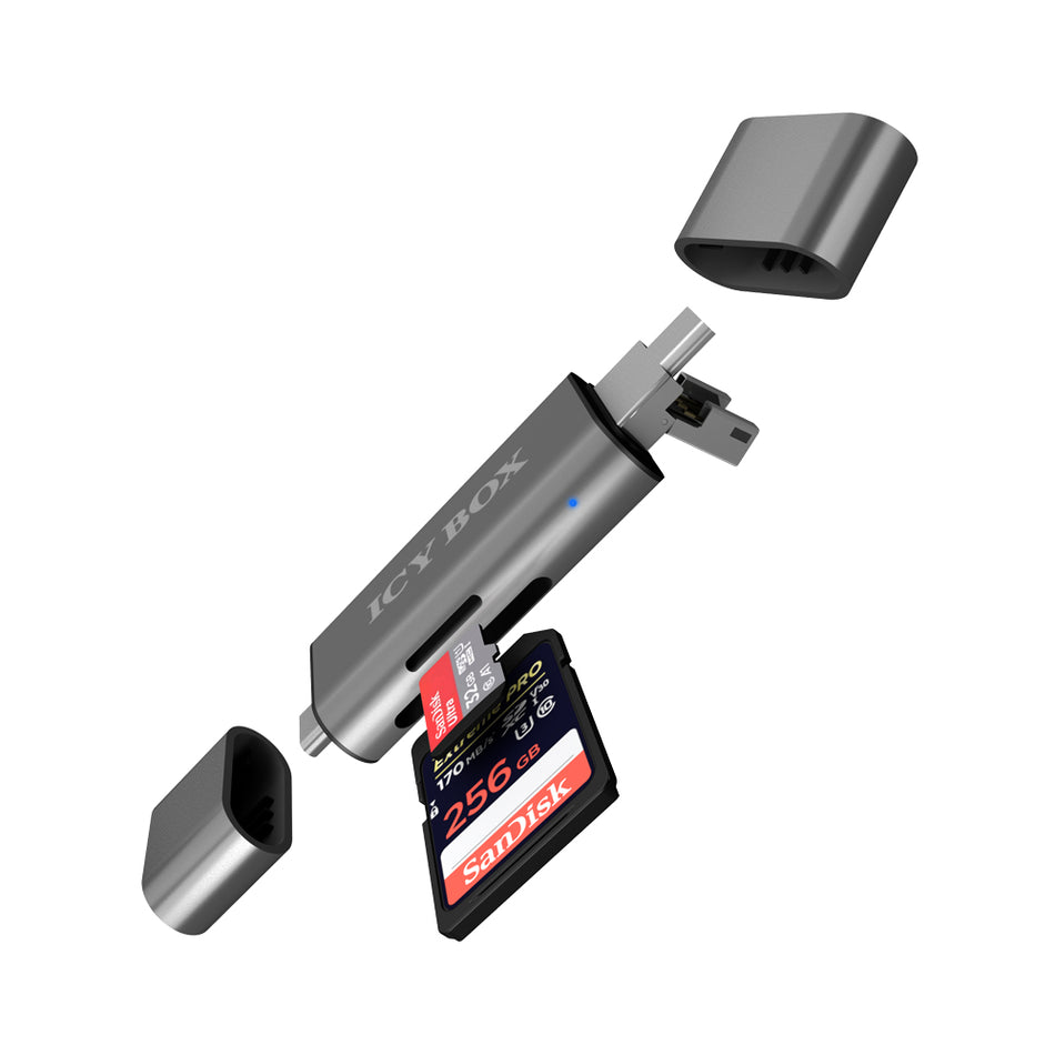 Icy Box Otg 2 Port Card Reader Anthracite